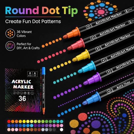 36-Color Dual-Tip Acrylic Marker Set
