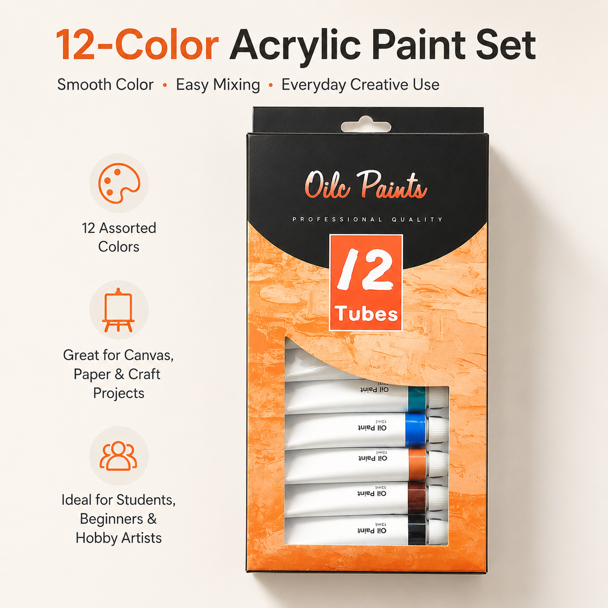 12-Color Acrylic Paint Set