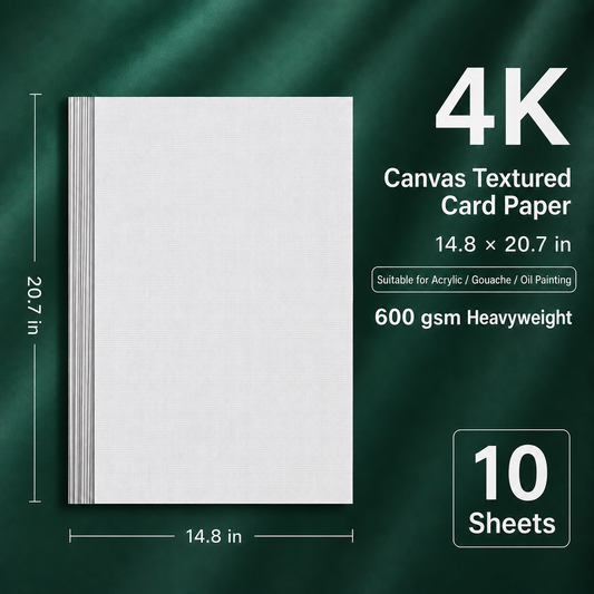 600gsm Canvas-Texture Acrylic & Gouache Painting Paper — 10 Sheets